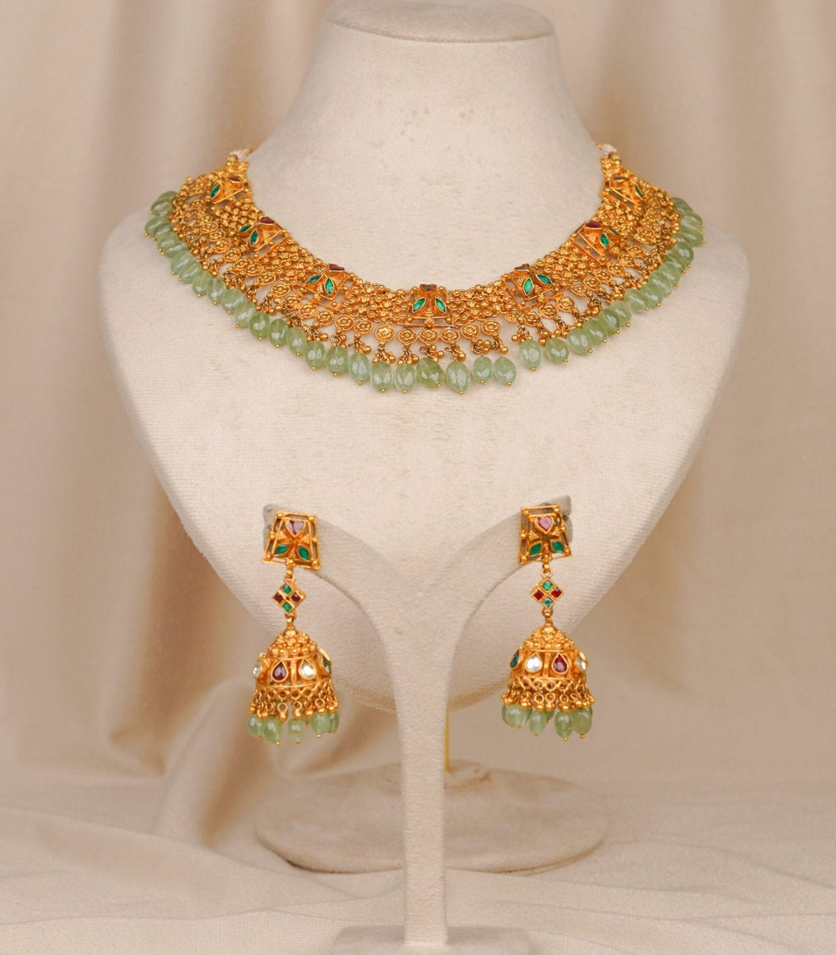 Antique Necklace - antique kundan necklace in 1 gram gold forming by Dev Jewellers, view 1