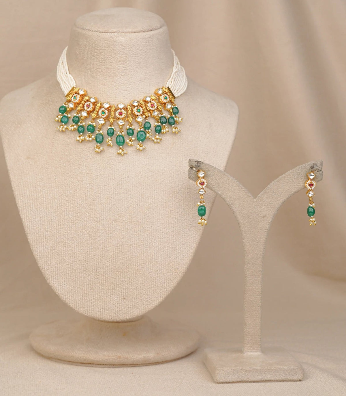 Moti Choker Necklace - moti & kundan choker in 1 gram gold forming by Dev Jewellers, view 1