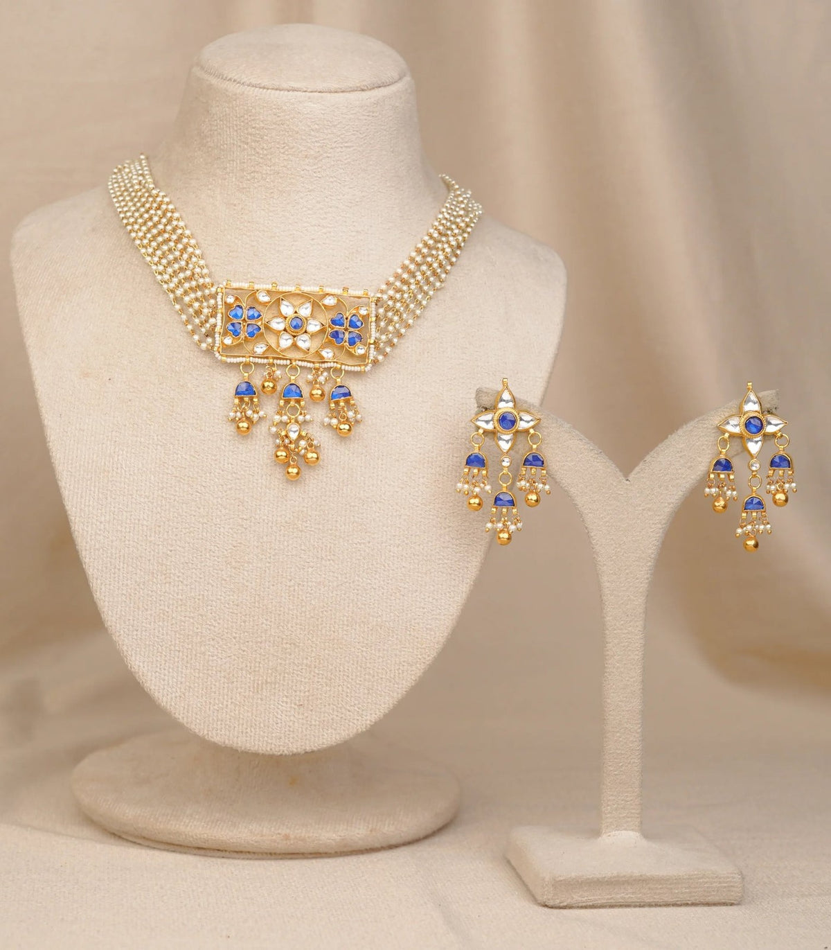 Moti D-Pandi Necklace - moti & kundan necklace in 1 gram gold forming by Dev Jewellers, view 1