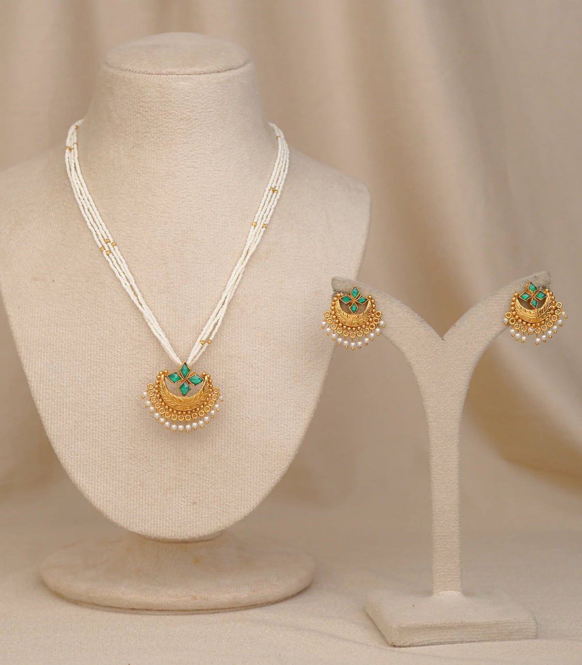 Antique Moon Pendant - antique kundan pendant in 1 gram gold forming by Dev Jewellers, view 1
