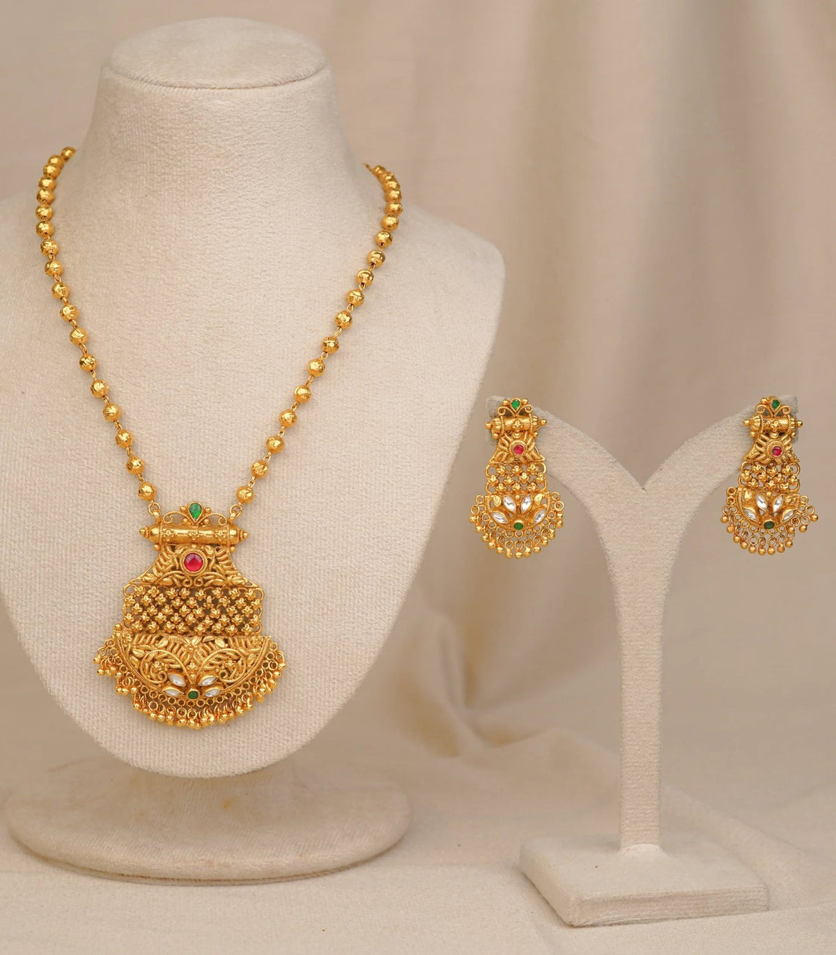 Antique Zaalar Pendant - antique kundan pendant in 1 gram gold forming by Dev Jewellers, view 1