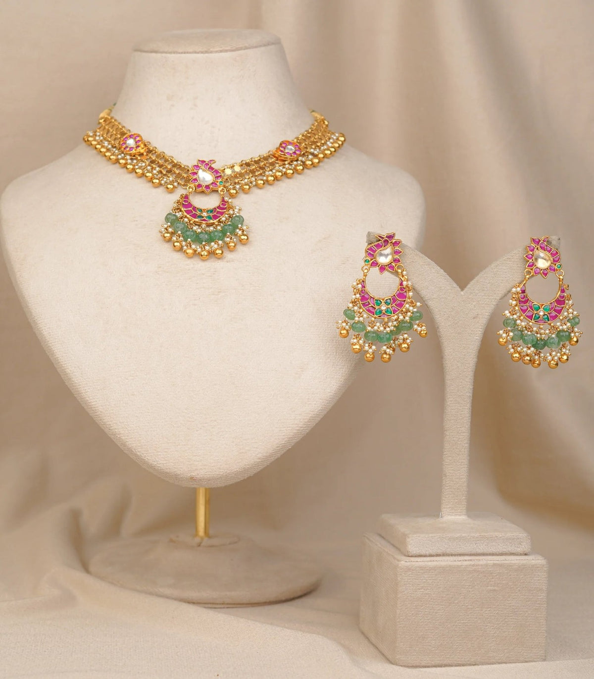 Antique Mor Chand Necklace - antique kundan necklace in 1 gram gold forming by Dev Jewellers, view 1
