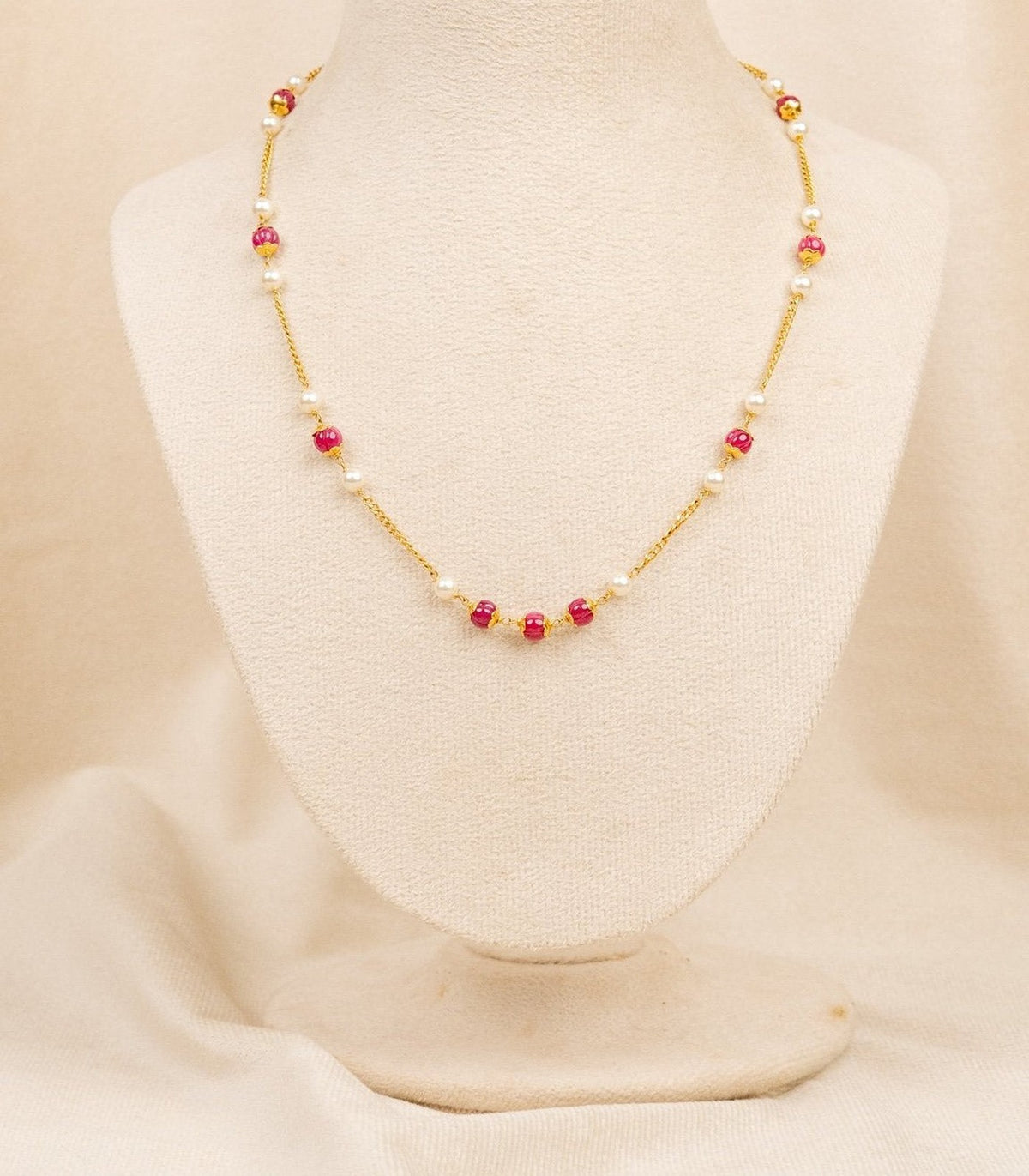 Multi-Colour Bead Mala With Green Pendant - moti mala in 1 gram gold forming by Dev Jewellers, view 1