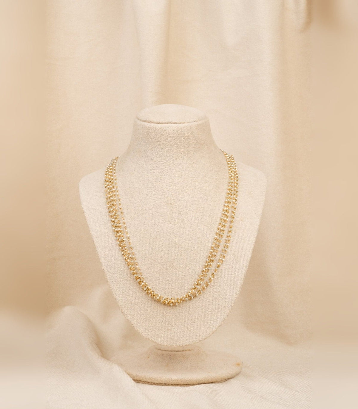 Dual Tone Pearl & Gold Mala - moti mala in 1 gram gold forming by Dev Jewellers