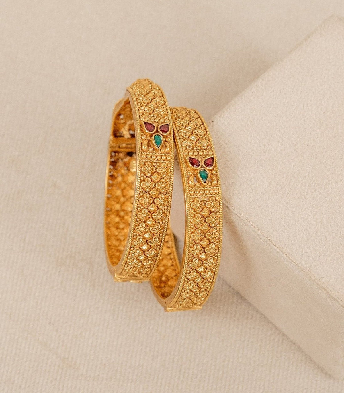 Antique Rava Bangles - antique kundan bangles in 1 gram gold forming by Dev Jewellers