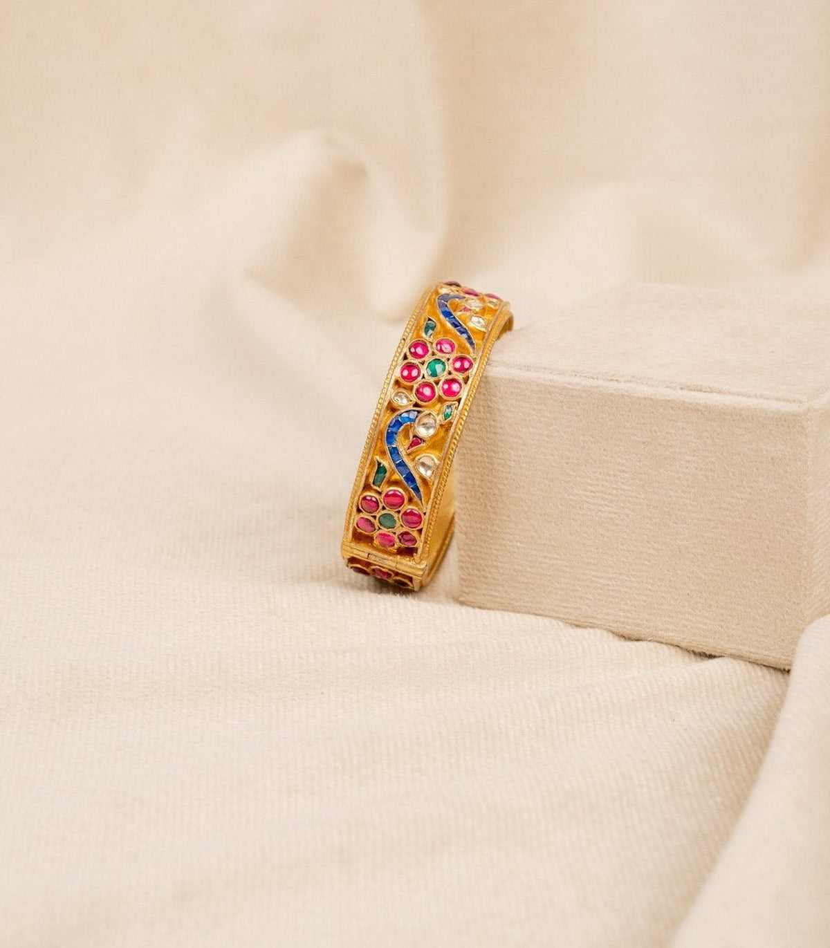 Multicolour Kundan Meenakari Bangle - antique kundan bangle in 1 gram gold forming by Dev Jewellers