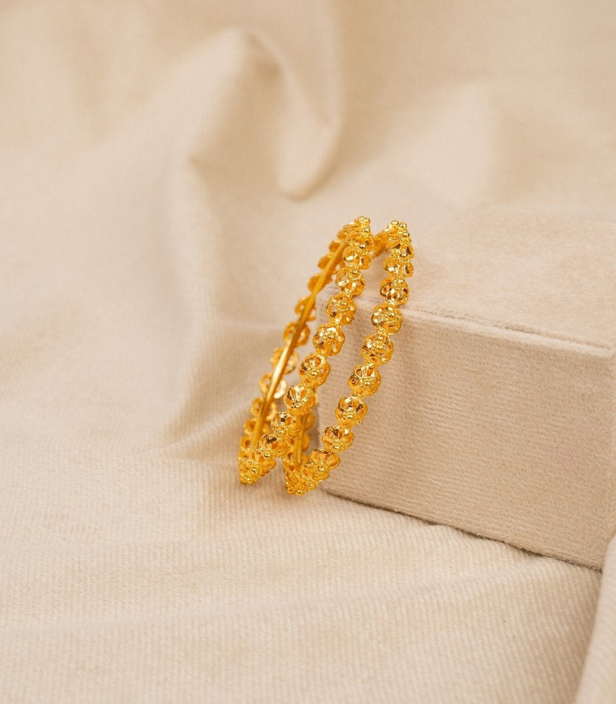 Textured Golden Slim Bangles - antique kundan bangles in 1 gram gold forming by Dev Jewellers