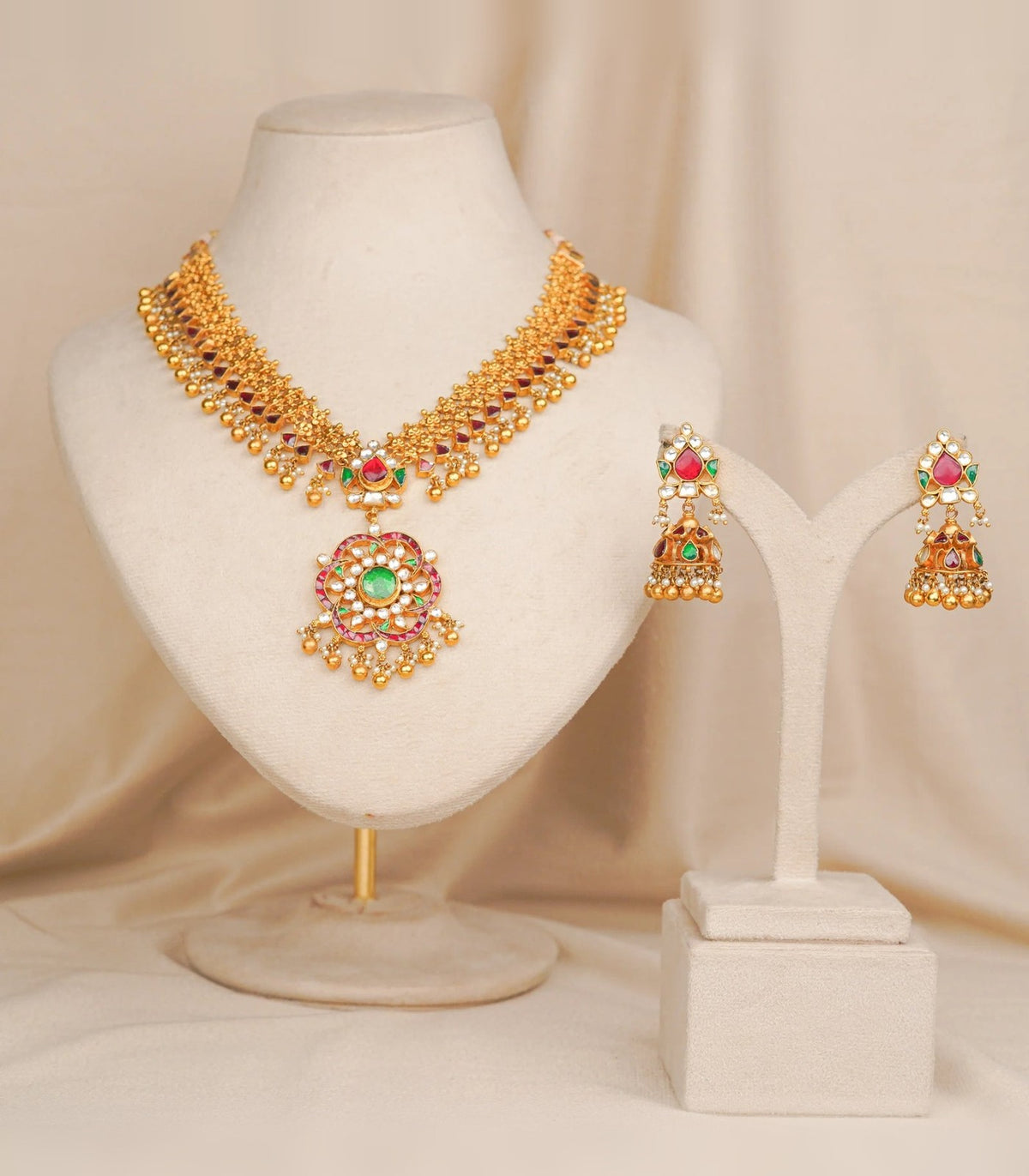 Antique Half Moon Necklace - antique kundan necklace in 1 gram gold forming by Dev Jewellers, view 1