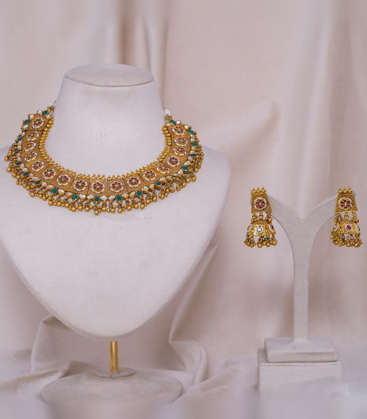 Antique Heavy Flower Necklace - antique kundan necklace in 1 gram gold forming by Dev Jewellers, view 1