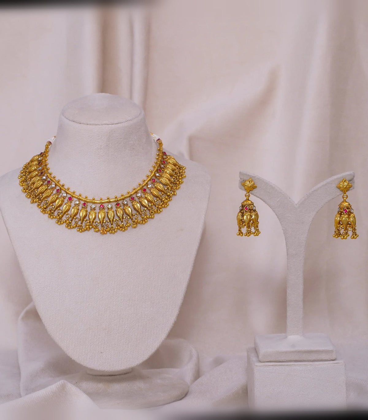 Antique Jowari Necklace - antique kundan necklace in 1 gram gold forming by Dev Jewellers, view 1