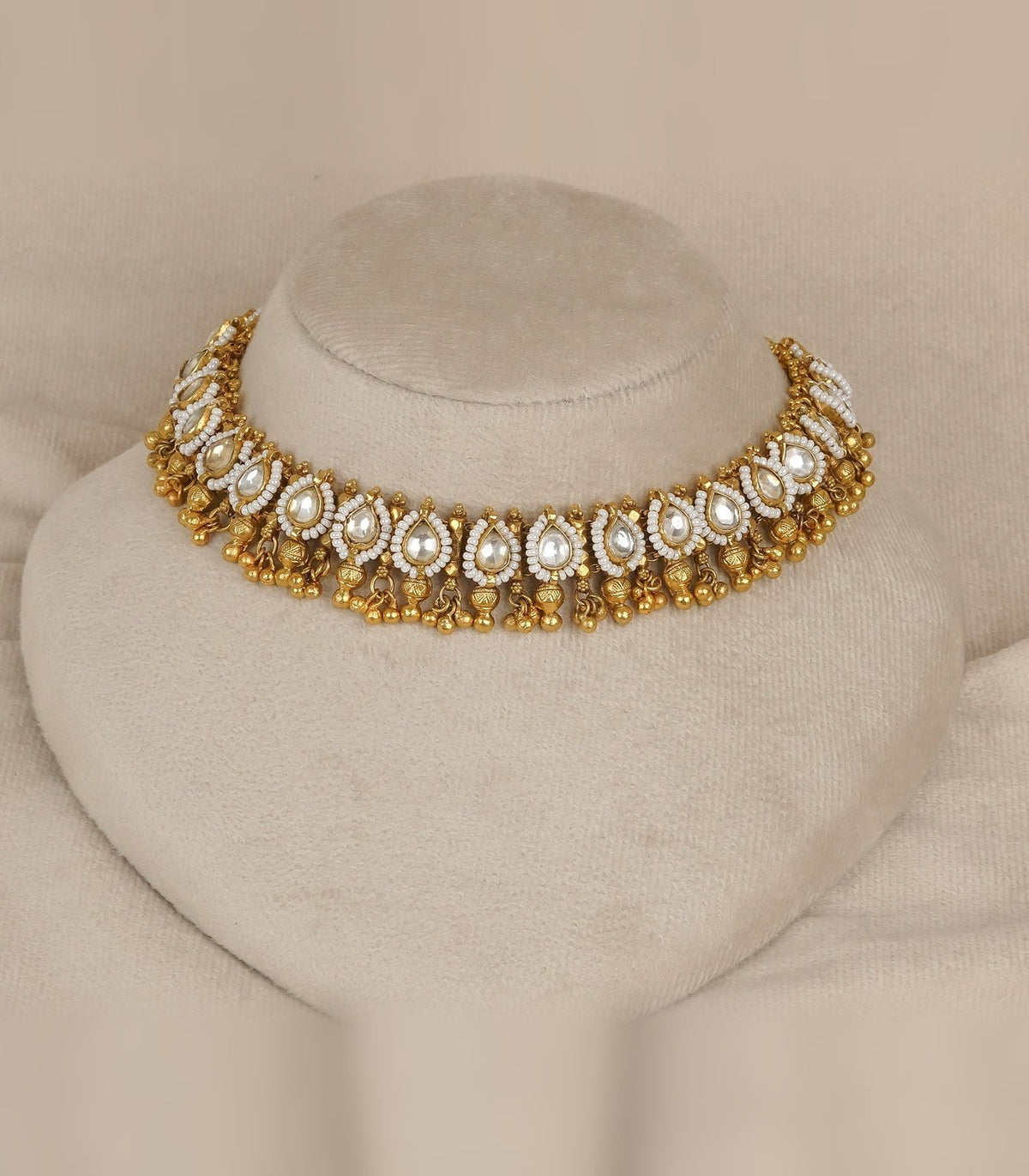 Antique Heerakanthi Necklace - antique kundan necklace in 1 gram gold forming by Dev Jewellers, view 1