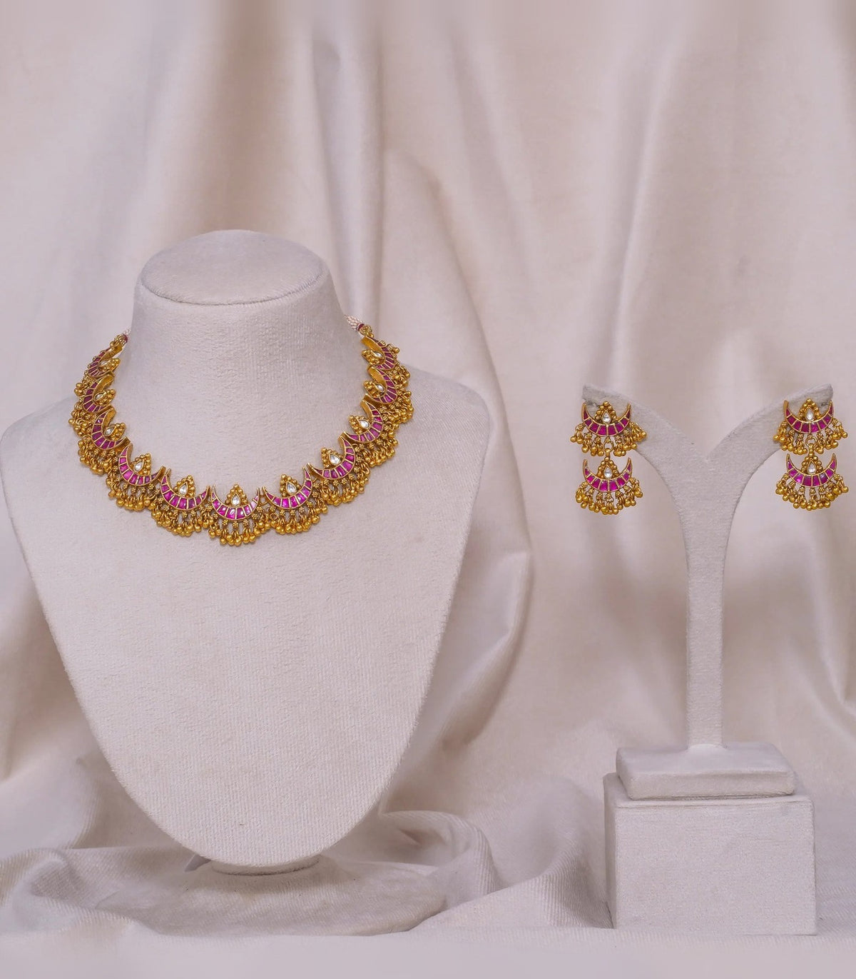 Antique Chand Necklace - antique kundan necklace in 1 gram gold forming by Dev Jewellers, view 1