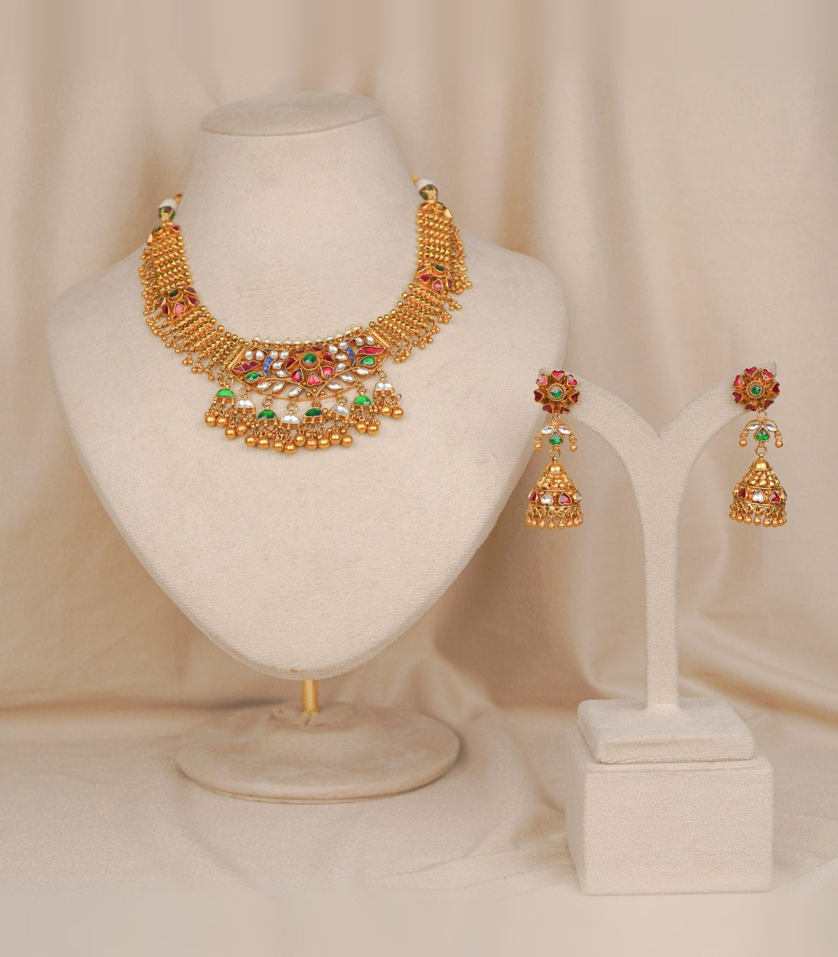 Antique Hira Kanthi Necklace - antique kundan necklace in 1 gram gold forming by Dev Jewellers, view 1