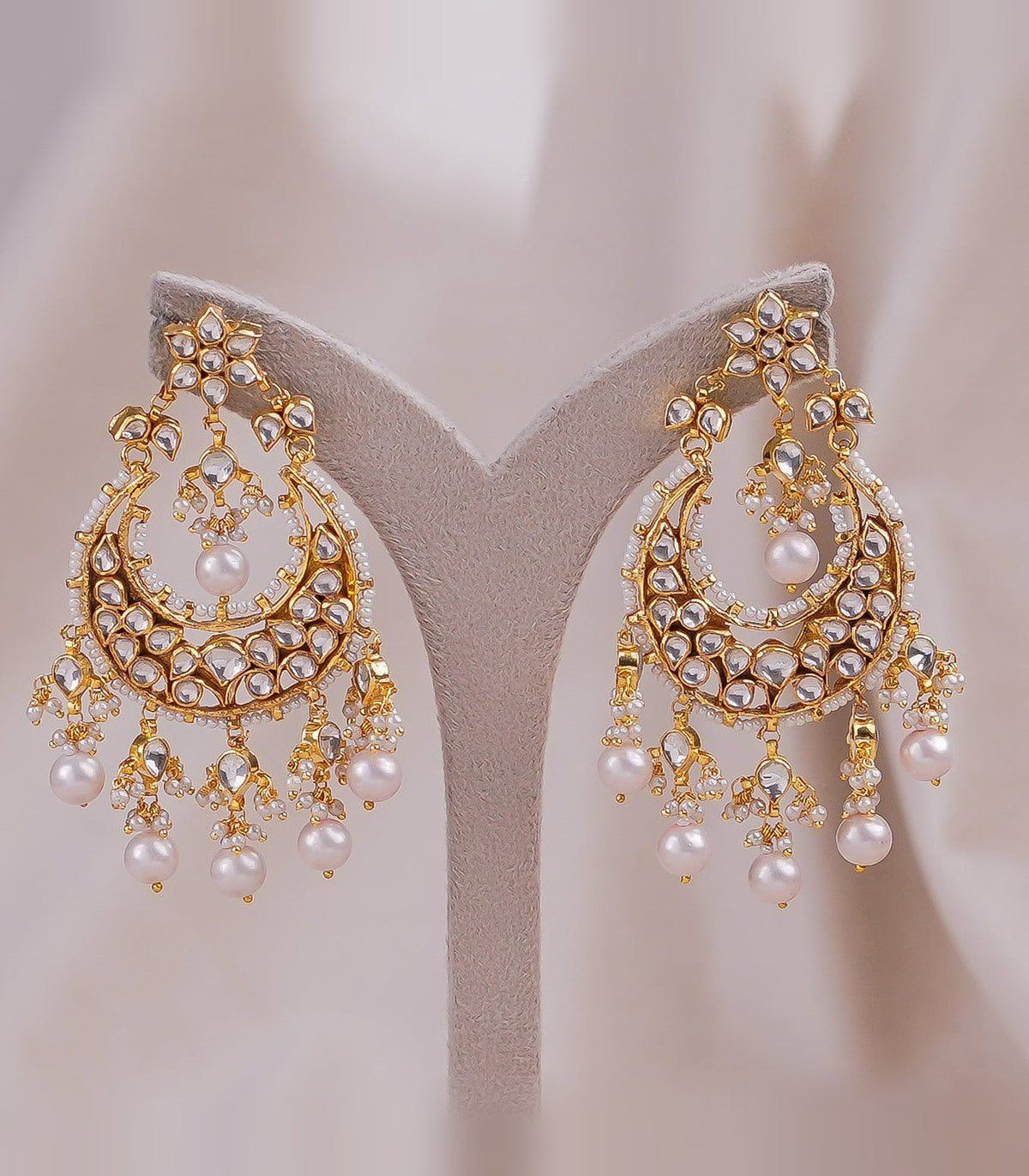 Jadtar Earrings - jadtar kundan earrings in 1 gram gold forming by Dev Jewellers