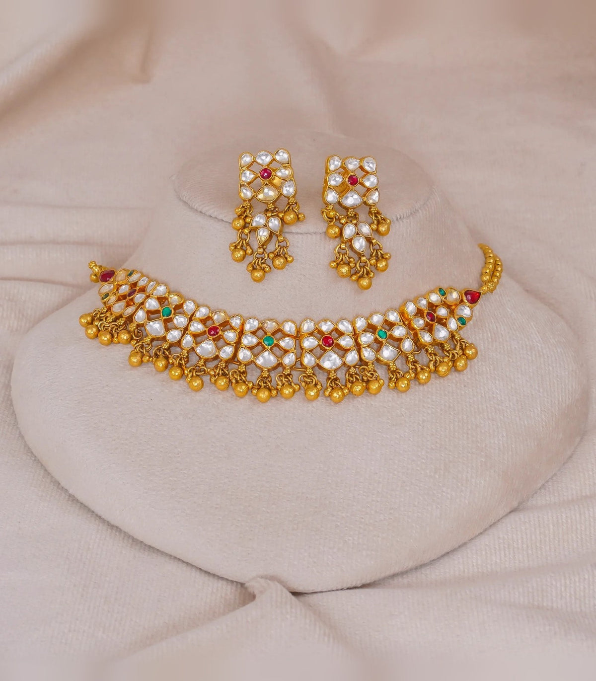 Jadtar Googri Necklace - jadtar kundan necklace in 1 gram gold forming by Dev Jewellers