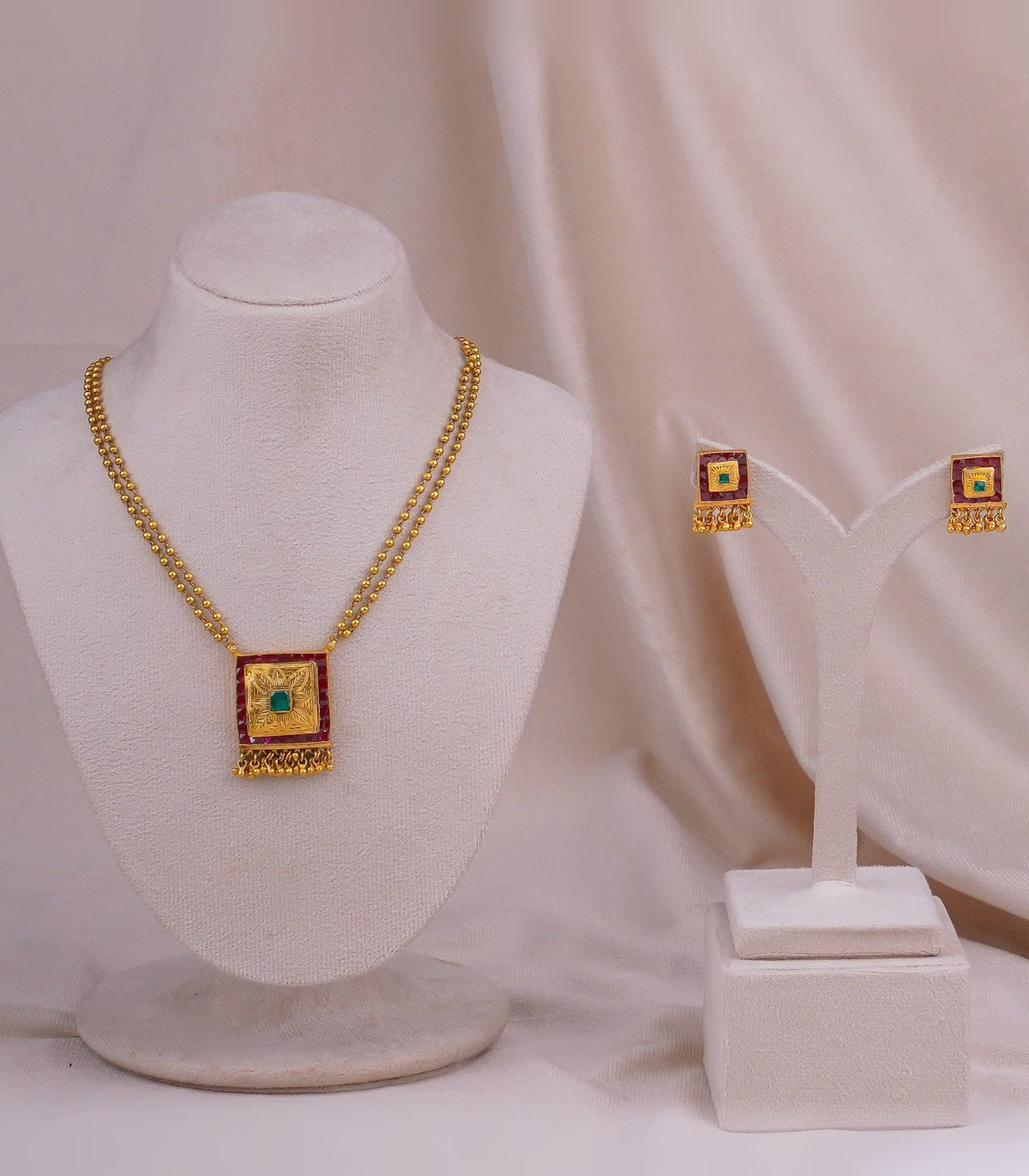 Antique Square Pendant - antique kundan pendant in 1 gram gold forming by Dev Jewellers, view 1