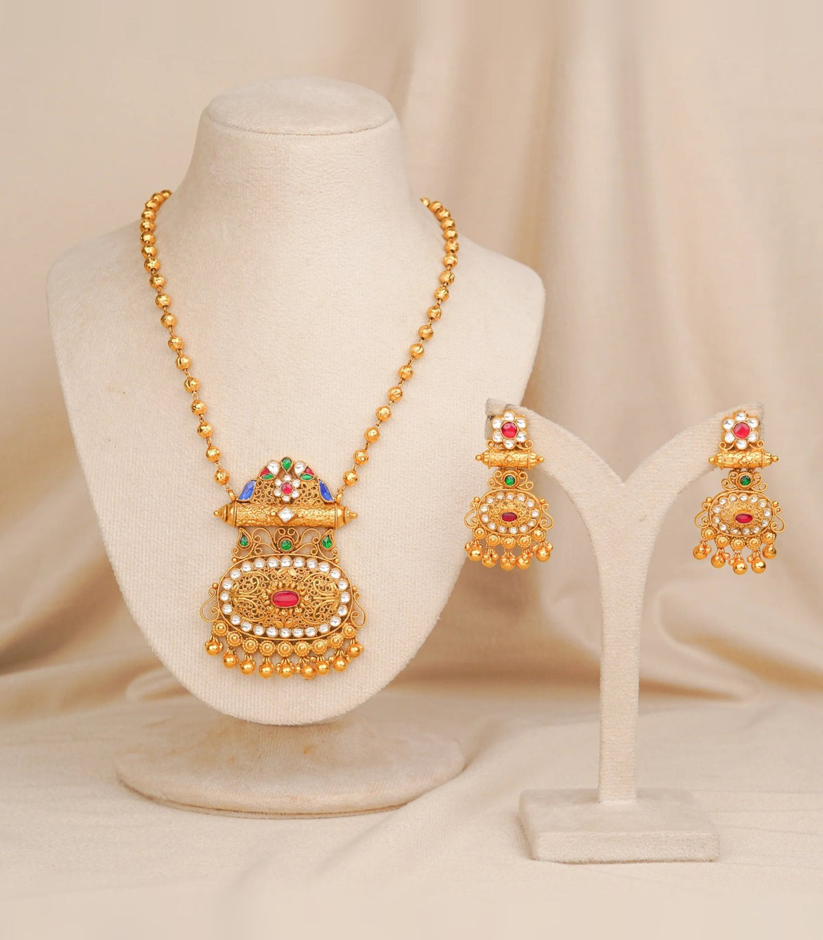 Antique Doodi Pendant - antique kundan pendant in 1 gram gold forming by Dev Jewellers