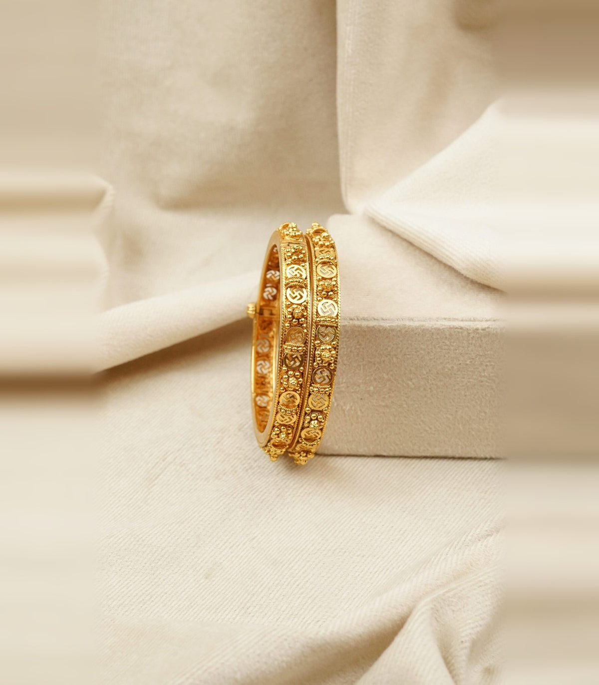 Antique Gulab Sathiya Bangles - antique kundan bangles in 1 gram gold forming by Dev Jewellers, view 1