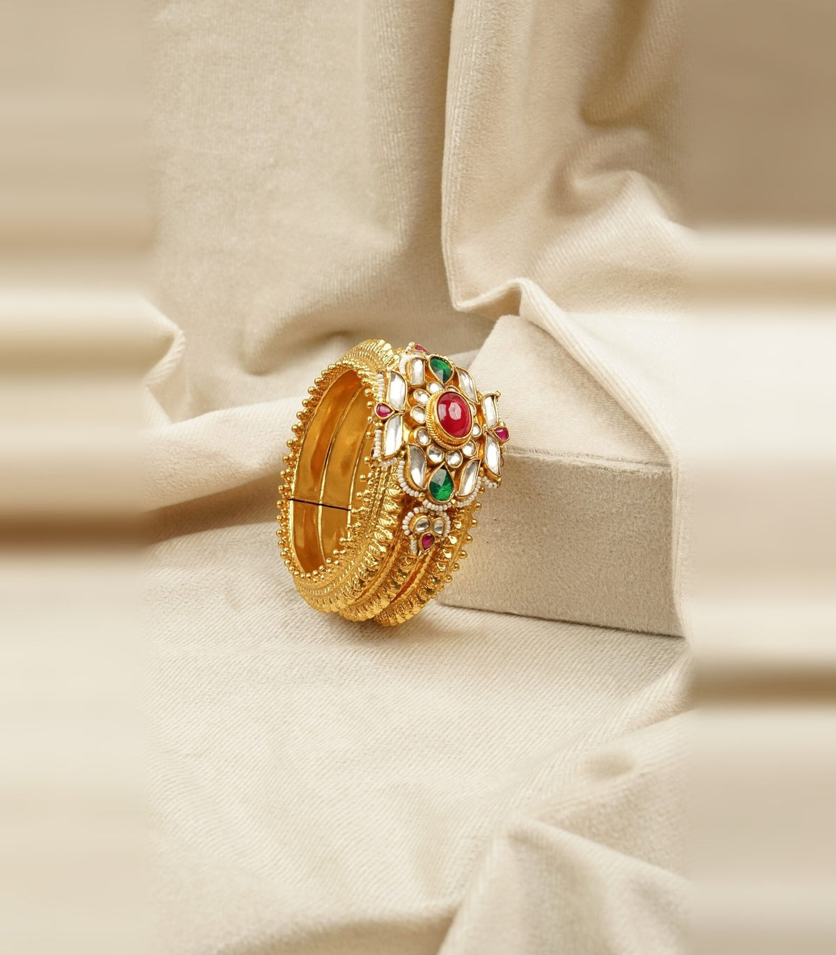 Antique Baliya Bangles - antique kundan bangles in 1 gram gold forming by Dev Jewellers, view 1