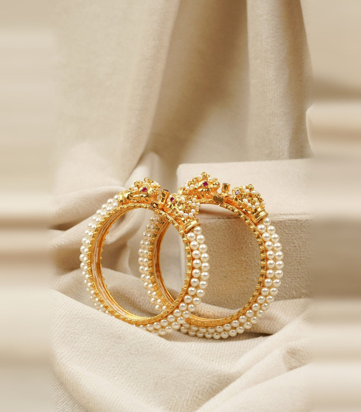 Swarovski Moti Crown Bangle - 92.5 Silver Base - moti & kundan bangle in 1 gram gold forming by Dev Jewellers