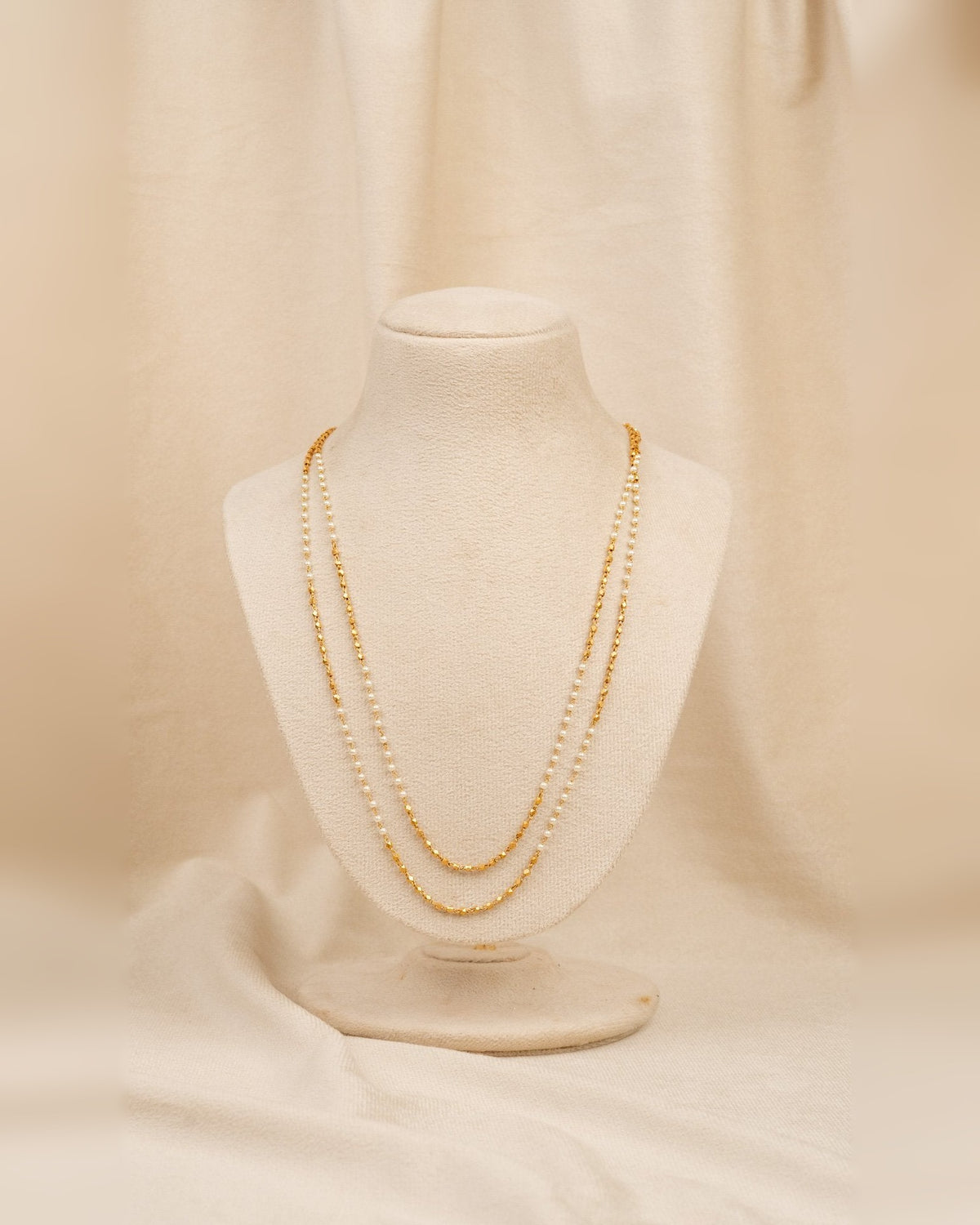 Dual Layer Ruby & Pearl Mala – moti mala in 1 gram gold forming by Dev Jewellers