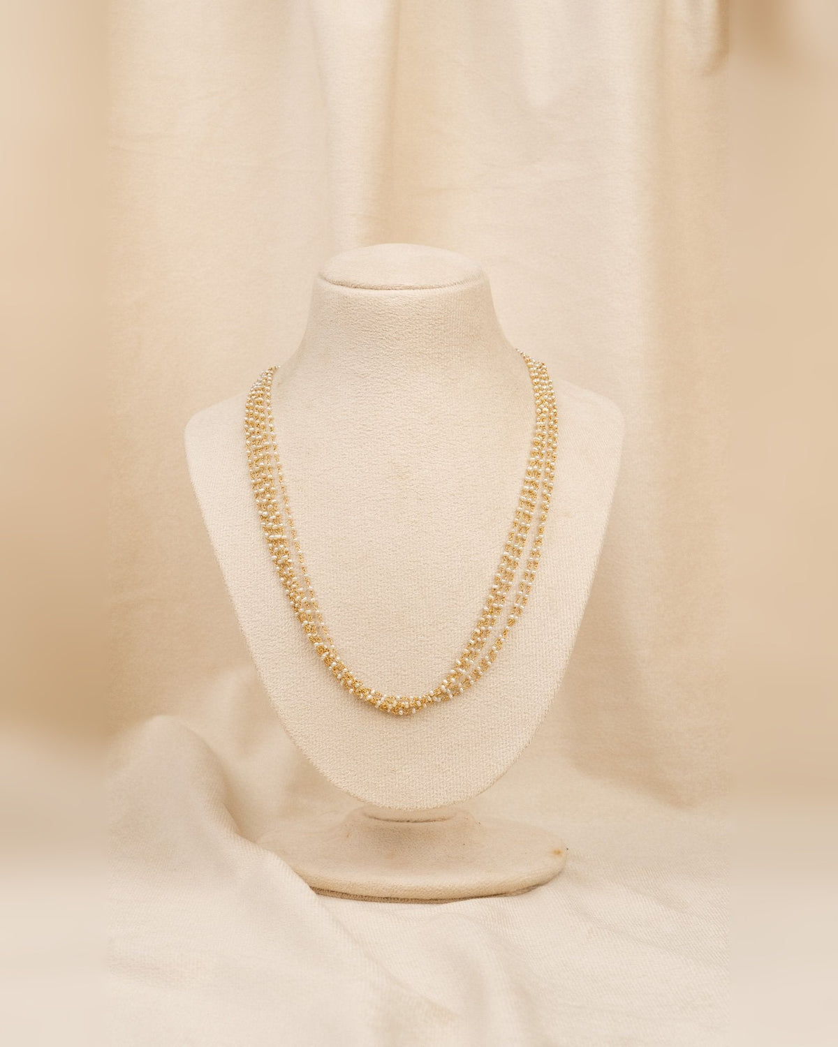 Dual Tone Pearl & Gold Mala – moti mala in 1 gram gold forming by Dev Jewellers