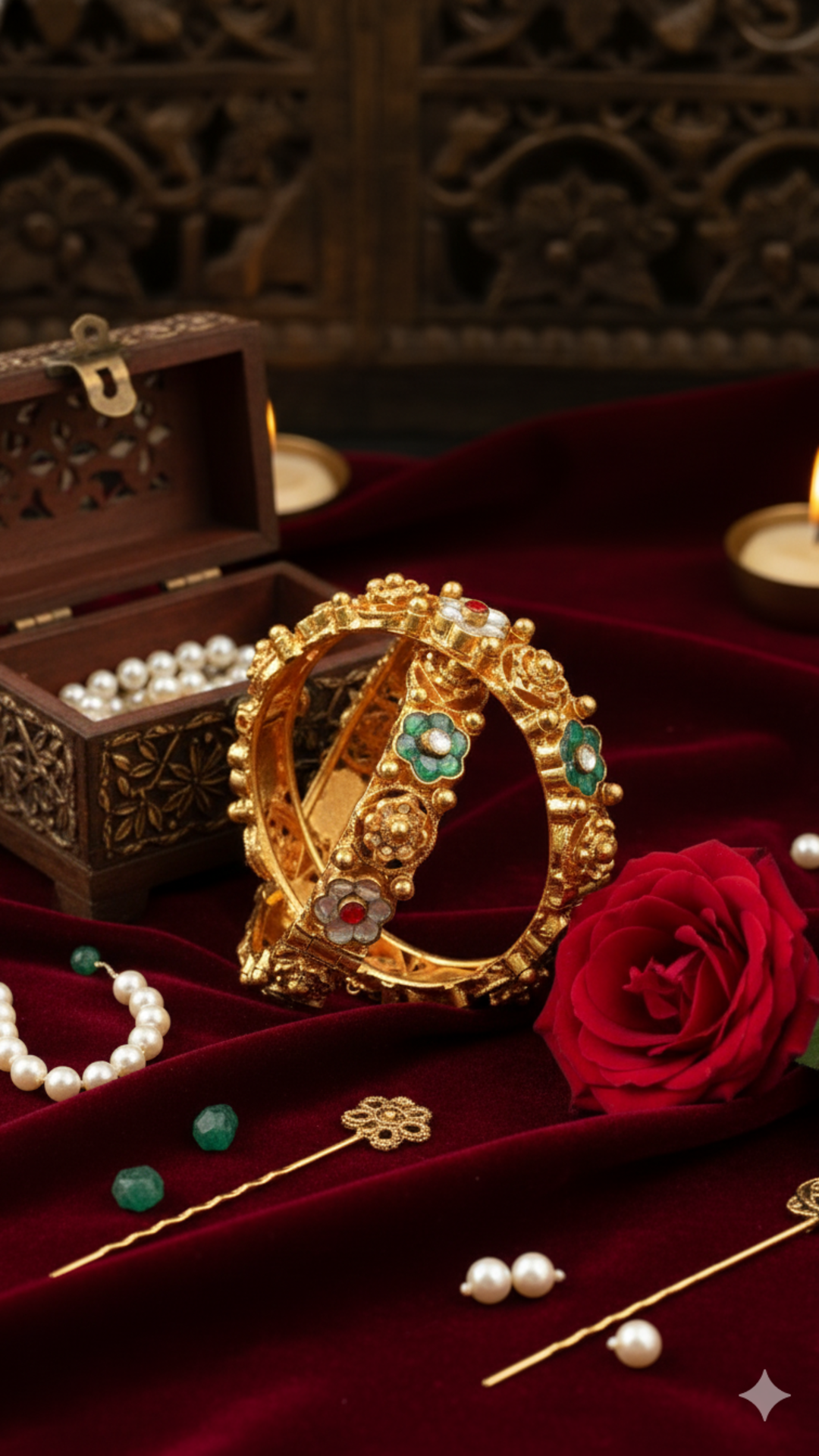 Antique Floral Meenakari Bangles (AN-BA-03-M)