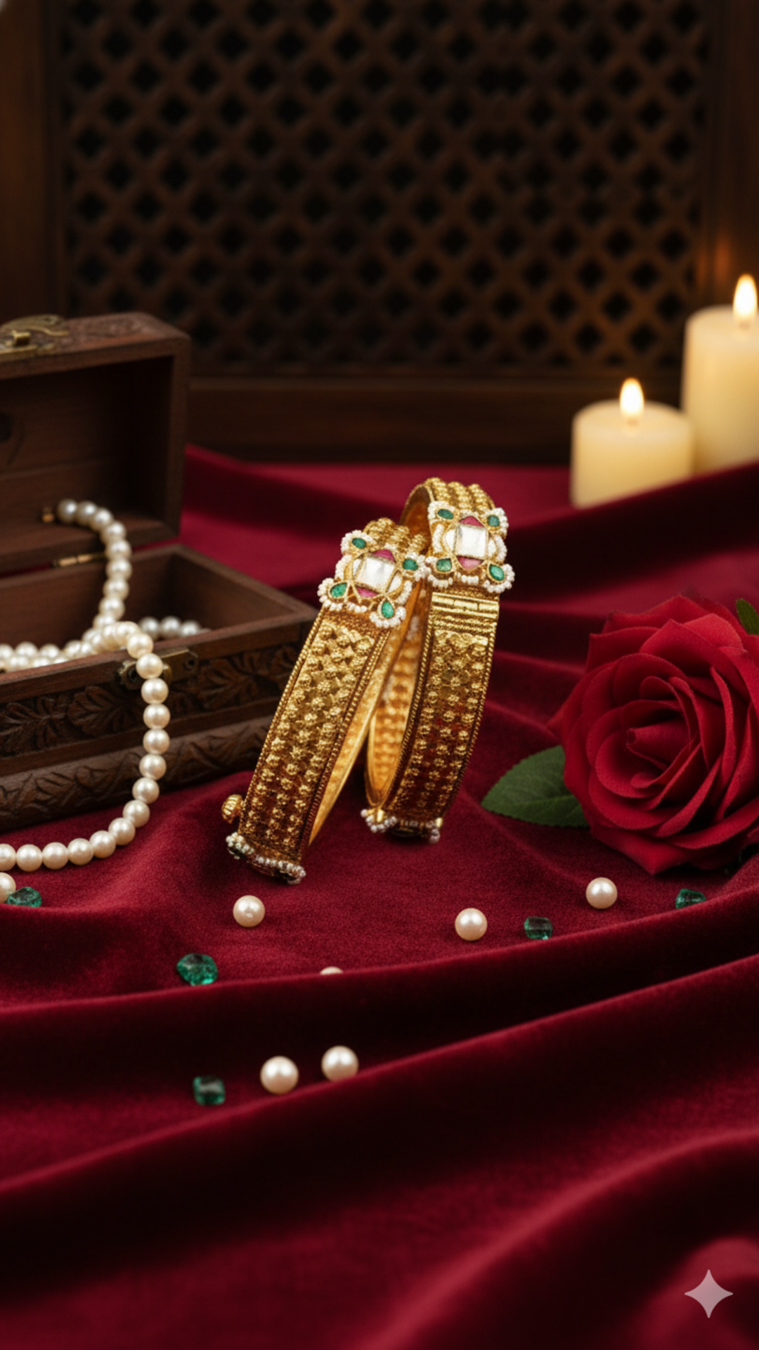 Antique Kundan Square Bangles (AN-BA-04-M)