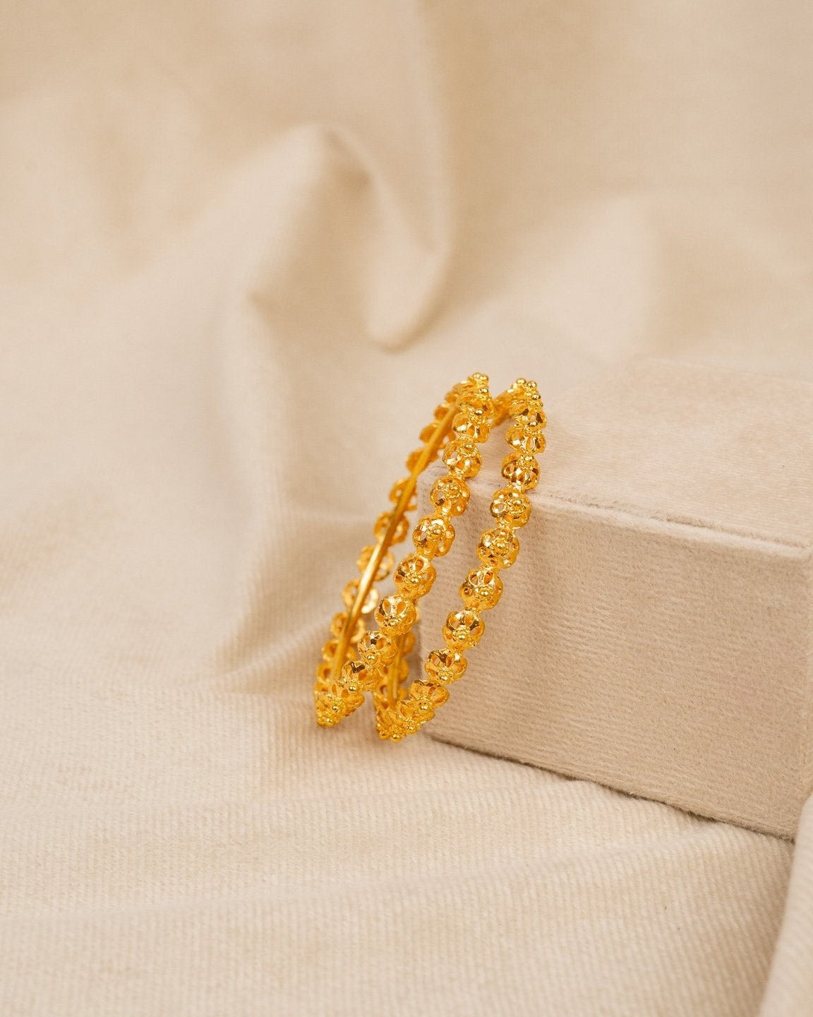 Textured Golden Slim Bangles – antique kundan bangles in 1 gram gold forming by Dev Jewellers