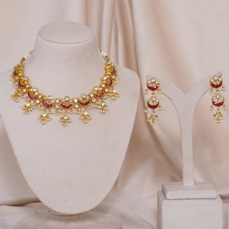 Jadtar Moon Moti Necklace (JA-NK-12-RE)